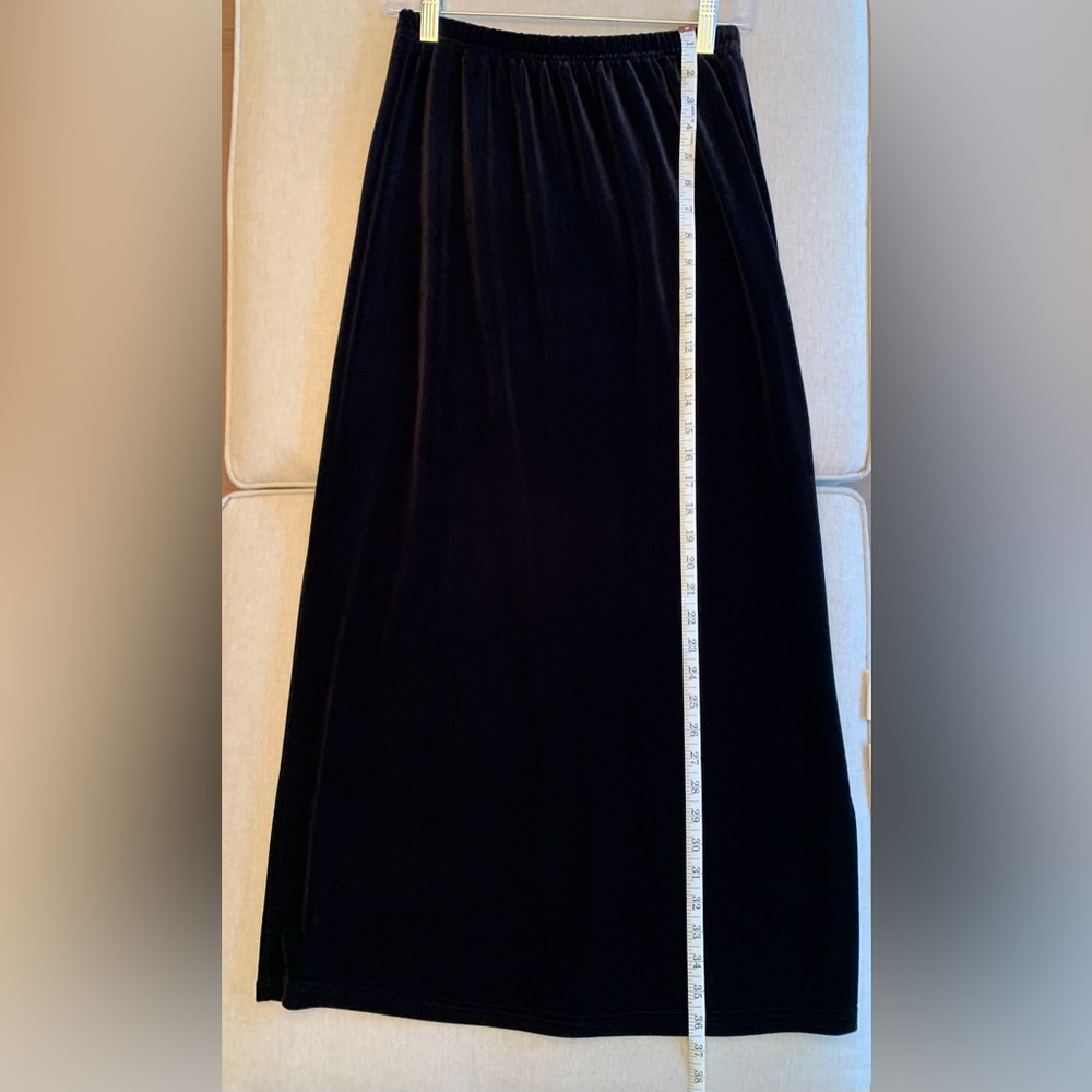 Black Velvet Maxi Skirt for Women, Elastic Waistband, Holiday Classic - Picture 3 of 8